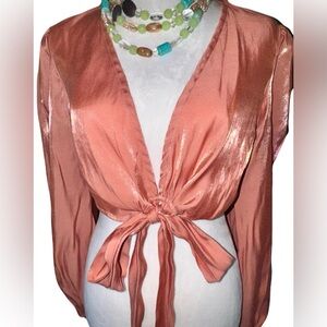 VENUS Shimmering Cropped Blouse/Bolero in Rose Gold
